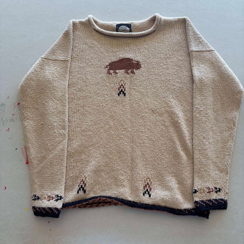 Vintage 90s Planet Earth Sweaters Buffalo Knit Sweater